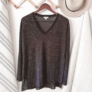 Aritzia Wilfred Oversized V-Neck Split Hem Long Sleeve Top